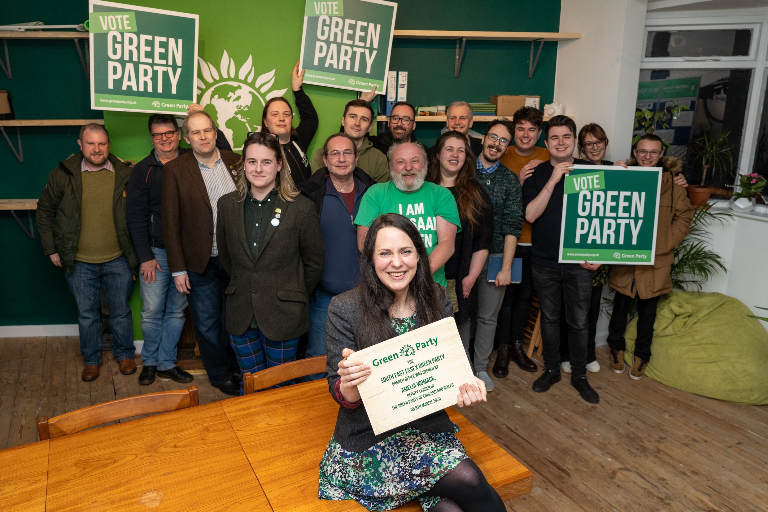 AMELIA WOMACK OPENING THE NEW gREEN pARTY OFFICE AT THE rAILWAY, sOUTHEND. Green Party Fundraiser at the Railway Southend with green economy stalls, guest speakers BENALI HAMDACHE and AMELIA WOMACK (deputy leader of the Green Party) and live bands.