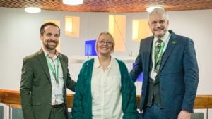 Kay Mitchell with Cllr Stuart Allen and Cllr Richard Longstaff